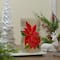 10" Poinsettias & Gold Flameless Glass Christmas Candle Holder